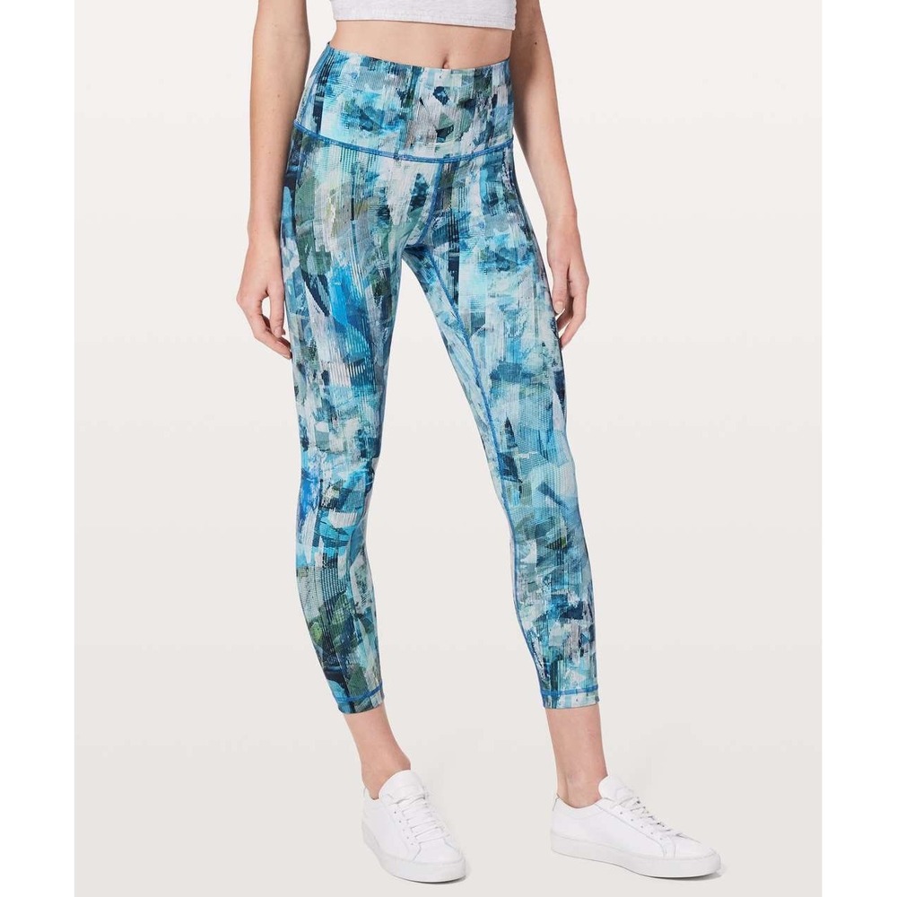 Lululemon Wunder Under Hi-Rise 7/8 Tight 21" Abstract Blue Teal Multi Size 6 - Picture 2 of 12